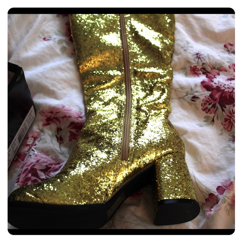 Heel glitter gogo boots 👢